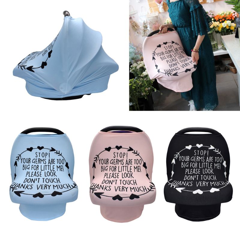 Nursing Cover Breastfeeding Scarf with Safety Warning No Touching Sign Baby Car Seat Covers