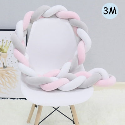 1Pcs 1M/2M/3M Baby Handmade Nodic Knot Newborn Bed Bumper Long Knotted Braid Pillow Baby Bed Bumper Knot Crib Infant Room Decor