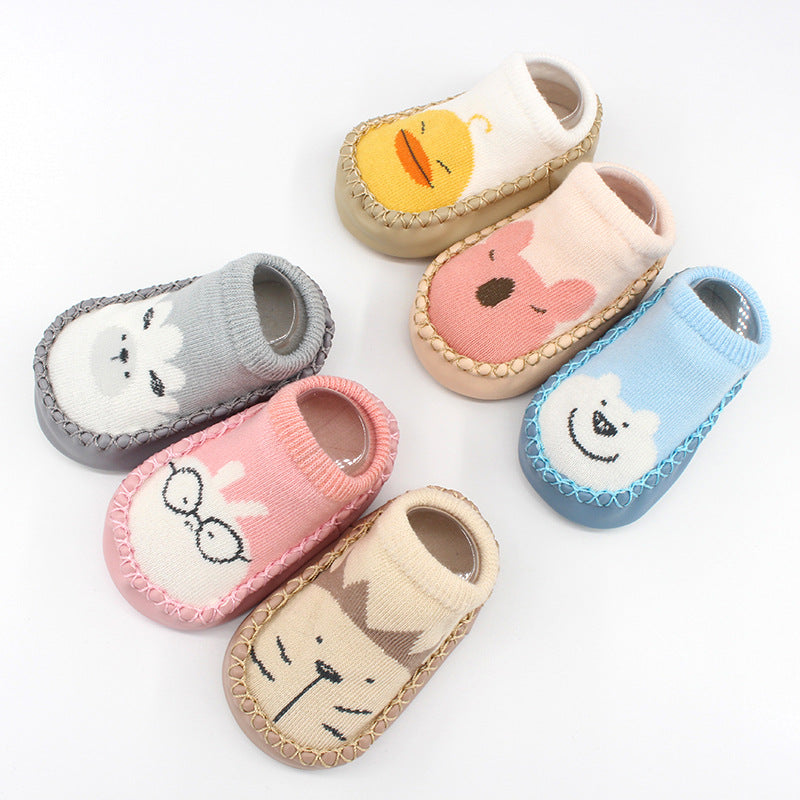 Spring And Autumn New Baby Shoes And Socks Soft Bottom Cartoon Children's Floor Toddler Socks Non-Slip Leather Bottom Cotton Socks Baby Socks