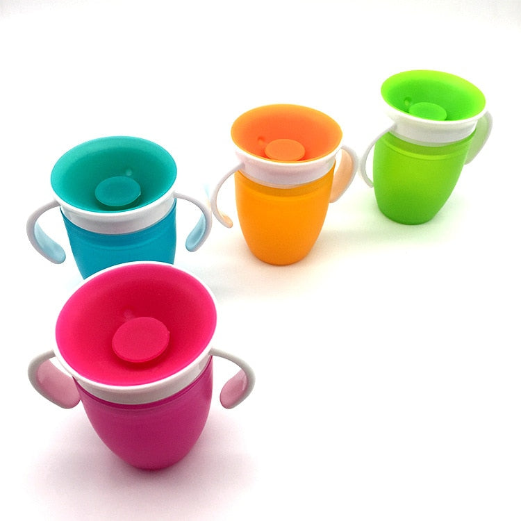 1PC 360 Baby Cups Can Be Rotated Magic Cup Baby Learning Drinking Cup LeakProof Child Water Cup Bottle 240ML Copos Learning cup