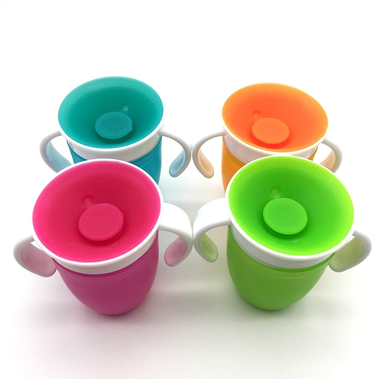 1PC 360 Baby Cups Can Be Rotated Magic Cup Baby Learning Drinking Cup LeakProof Child Water Cup Bottle 240ML Copos Learning cup