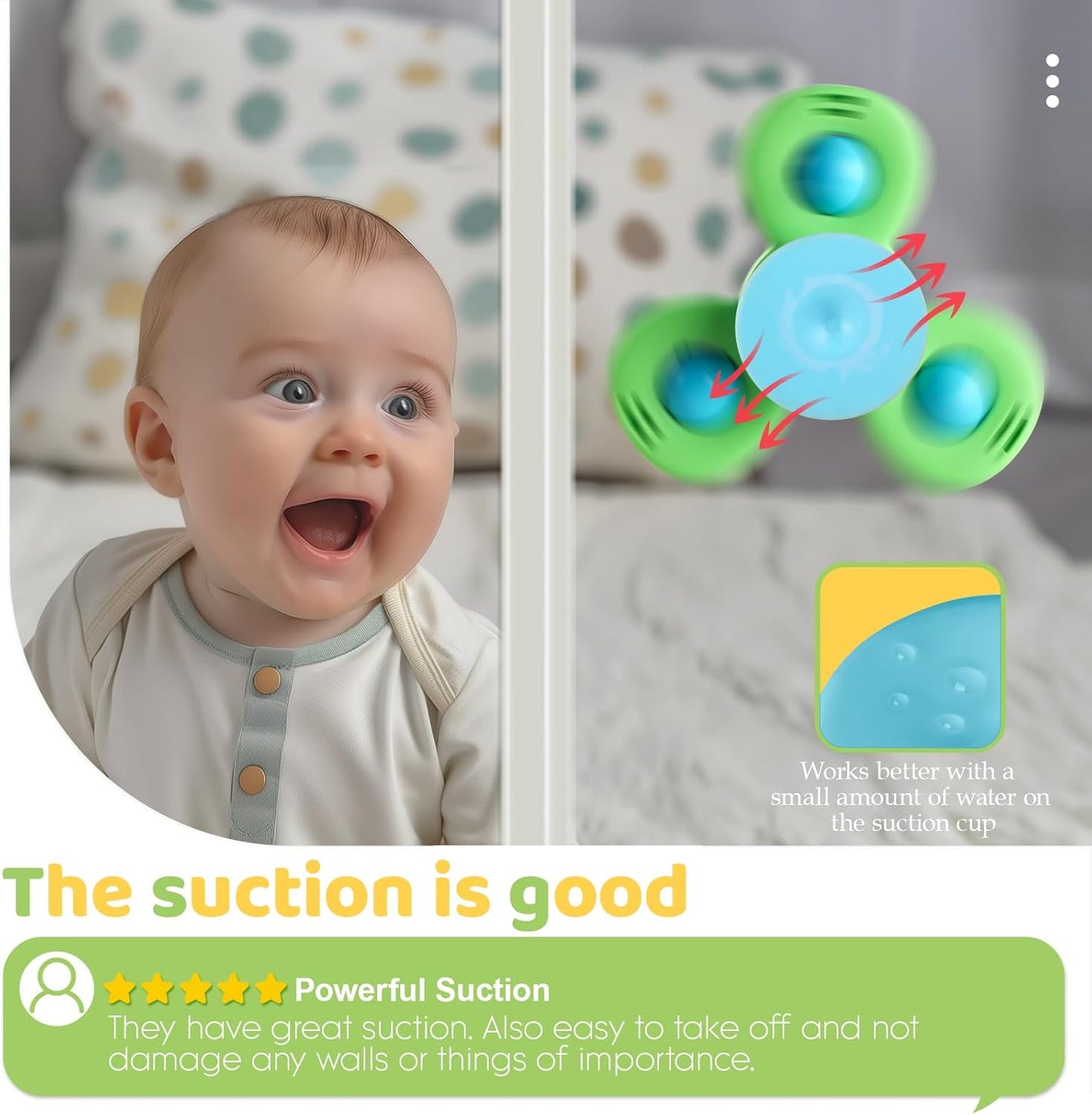 ALASOU 3PCS Suction Cup Spinner Toys for 1 Year Old Boy Girl|Spinning Top Baby Toys 12 18 Months|1 2 Year Old Boy Birthday Gift|Baby Toys for Kids Ages 1-3|Sensory Toys for Toddlers 1-3