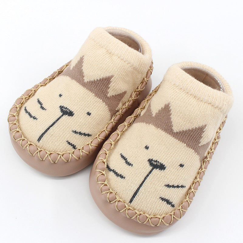 Spring And Autumn New Baby Shoes And Socks Soft Bottom Cartoon Children's Floor Toddler Socks Non-Slip Leather Bottom Cotton Socks Baby Socks