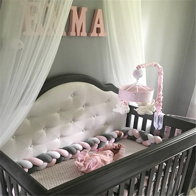 1Pcs 1M/2M/3M Baby Handmade Nodic Knot Newborn Bed Bumper Long Knotted Braid Pillow Baby Bed Bumper Knot Crib Infant Room Decor