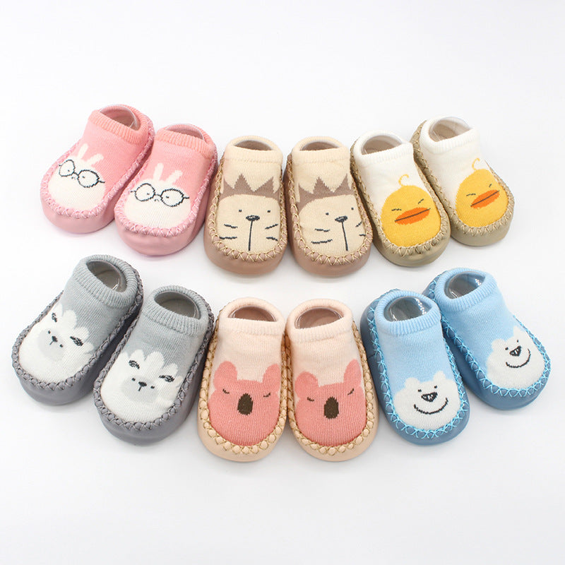 Spring And Autumn New Baby Shoes And Socks Soft Bottom Cartoon Children's Floor Toddler Socks Non-Slip Leather Bottom Cotton Socks Baby Socks