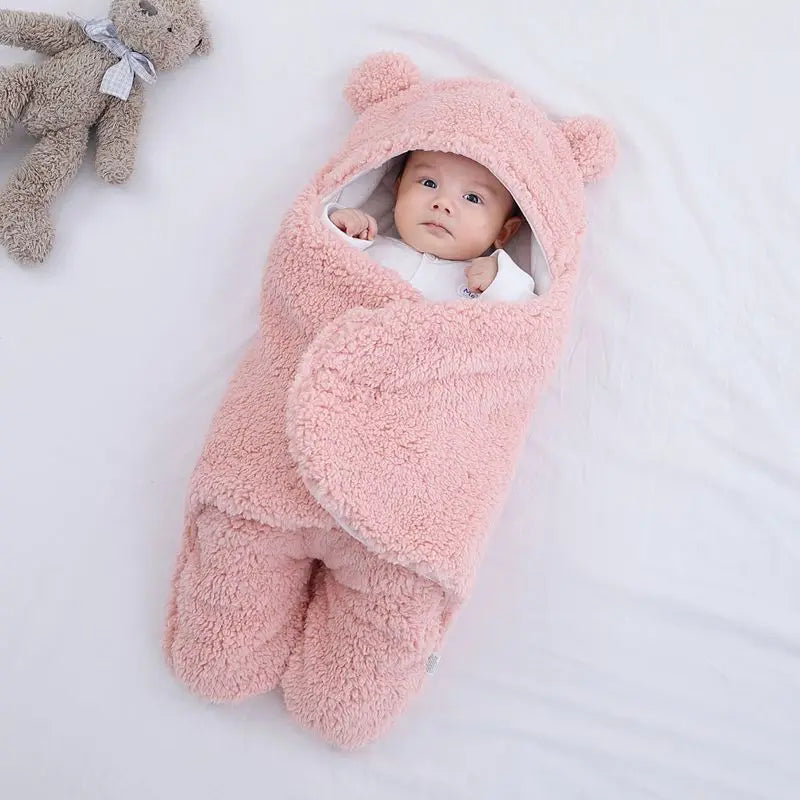 Baby Sleeping Bag Ultra-Soft Fluffy Fleece Newborn Receiving Blanket Infant Boys Girls ClothesSleeping Nursery Wrap Swaddle