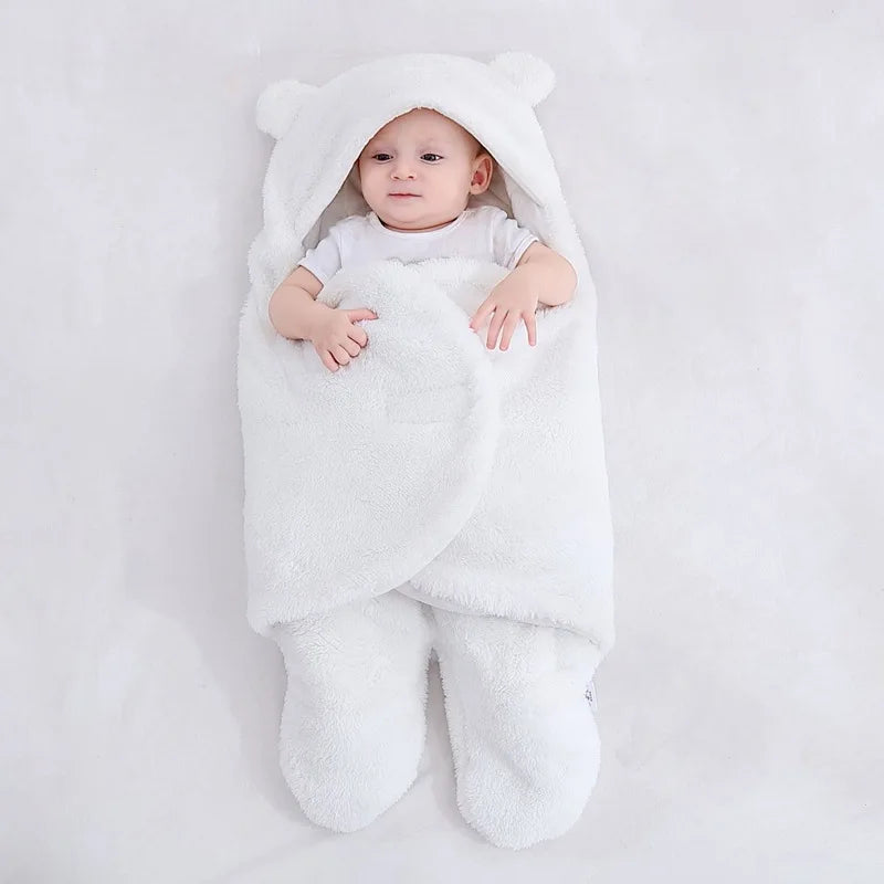 Baby Sleeping Bag Ultra-Soft Fluffy Fleece Newborn Receiving Blanket Infant Boys Girls ClothesSleeping Nursery Wrap Swaddle