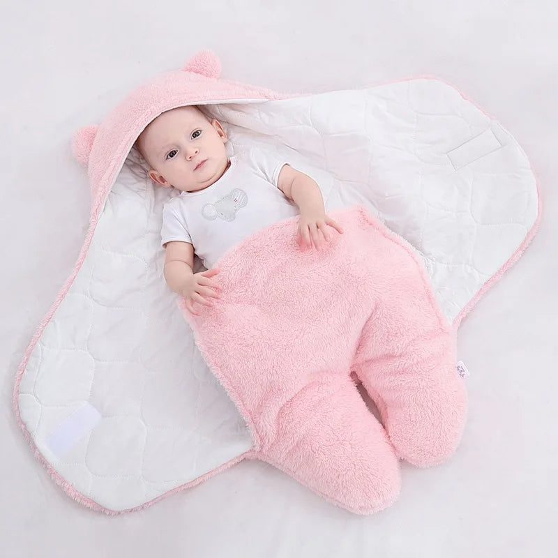 Baby Sleeping Bag Ultra-Soft Fluffy Fleece Newborn Receiving Blanket Infant Boys Girls ClothesSleeping Nursery Wrap Swaddle