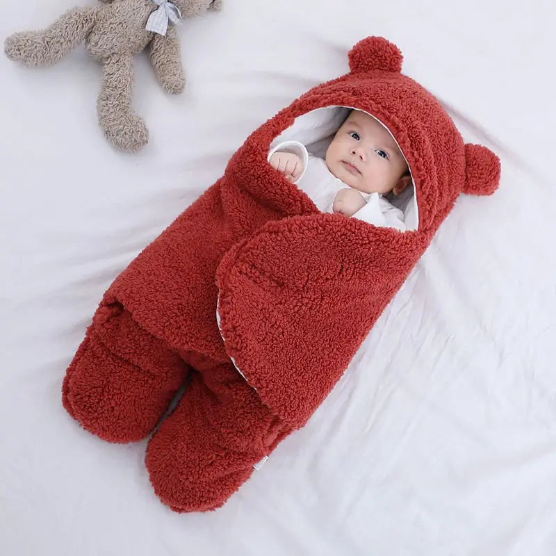 Baby Sleeping Bag Ultra-Soft Fluffy Fleece Newborn Receiving Blanket Infant Boys Girls ClothesSleeping Nursery Wrap Swaddle